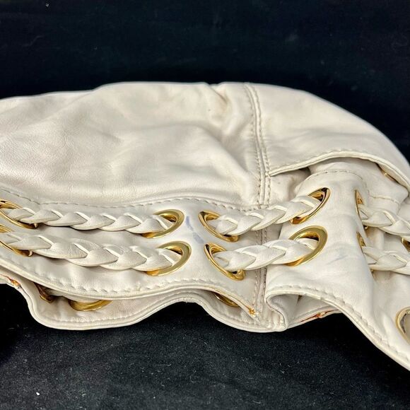 Michael Kors White Leather Shoulder Bag with Braided Shoulder Strap - Picture 10 of 10